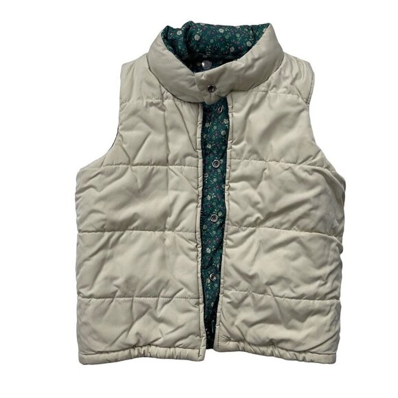 Baby GAP SIZE 5 YEARS Reversible Floral Ditsy/Cream Puffer Vest w Tuckaway Hood - Picture 5 of 6